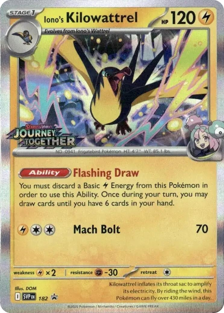 Image for Iono's Kilowattrel - 182 (Prerelease) (182) (SVP) - Pokemon