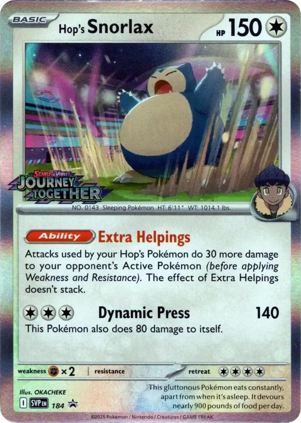 Image for Hop's Snorlax - 184 (Prerelease) (184) (SVP) - Pokemon