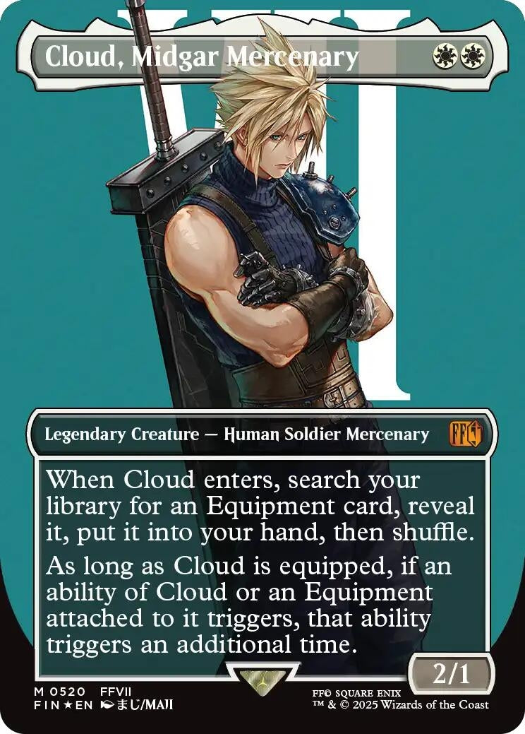 Image for Cloud, Midgar Mercenary (Borderless) (Surge Foil) (520) - Magic: The Gathering