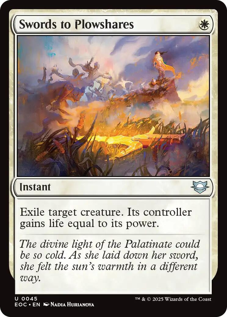 Image for Swords to Plowshares (45) (EOC) - Magic: The Gathering
