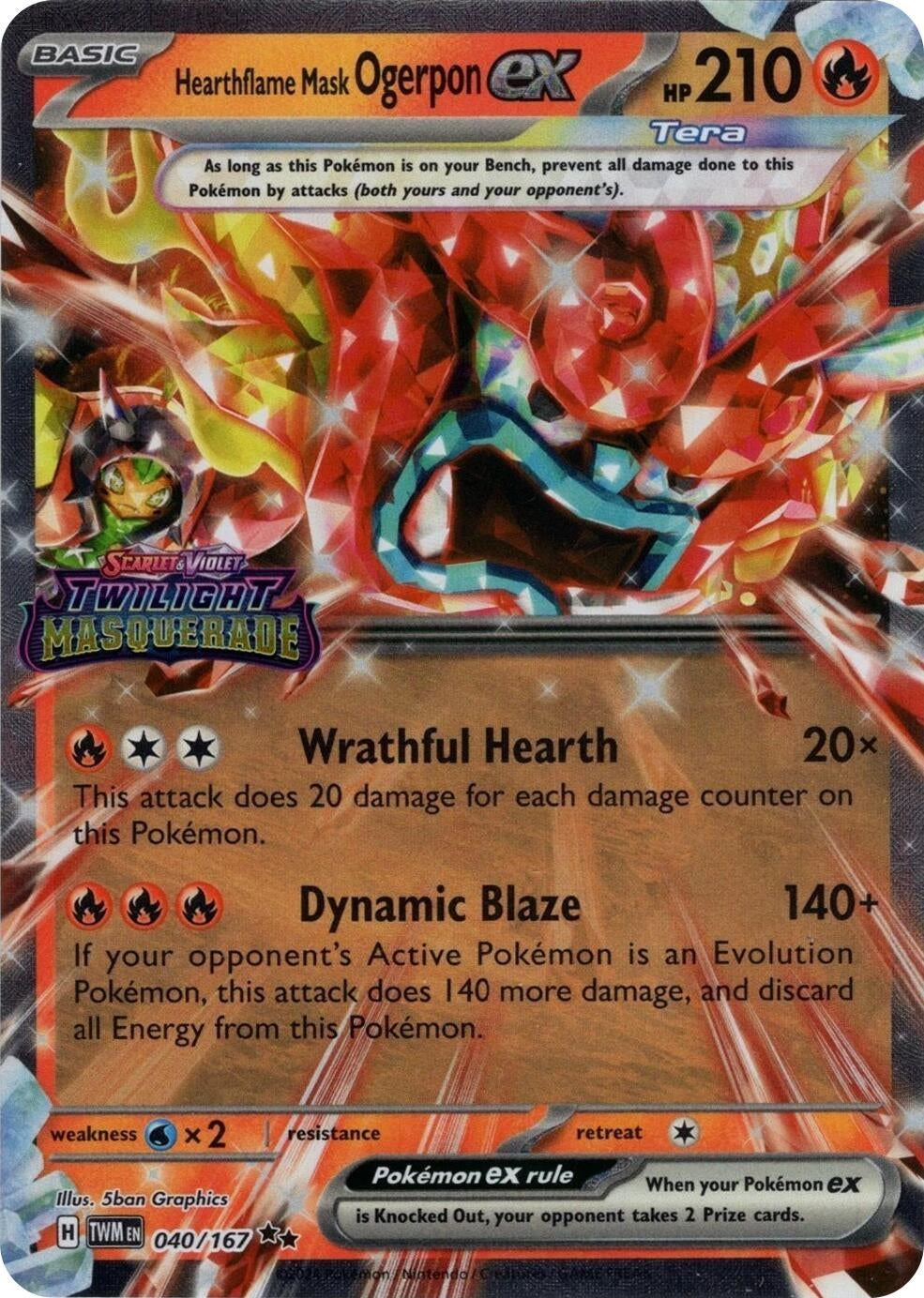 Image for Hearthflame Mask Ogerpon ex (Twilight Masquerade Stamp) (040/167) (MCAP) - Pokemon