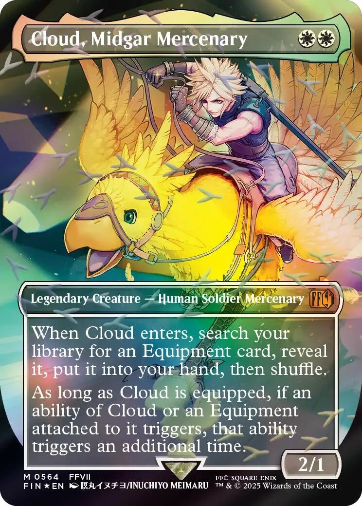 Image for Cloud, Midgar Mercenary (Borderless) (Chocobo Track Foil) (564) - Magic: The Gathering