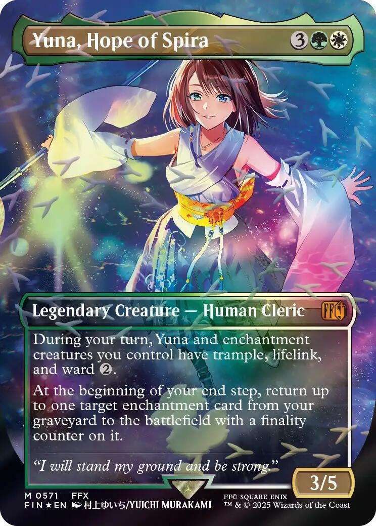 Image for Yuna, Hope of Spira (Borderless) (Chocobo Track Foil) (571) - Magic: The Gathering