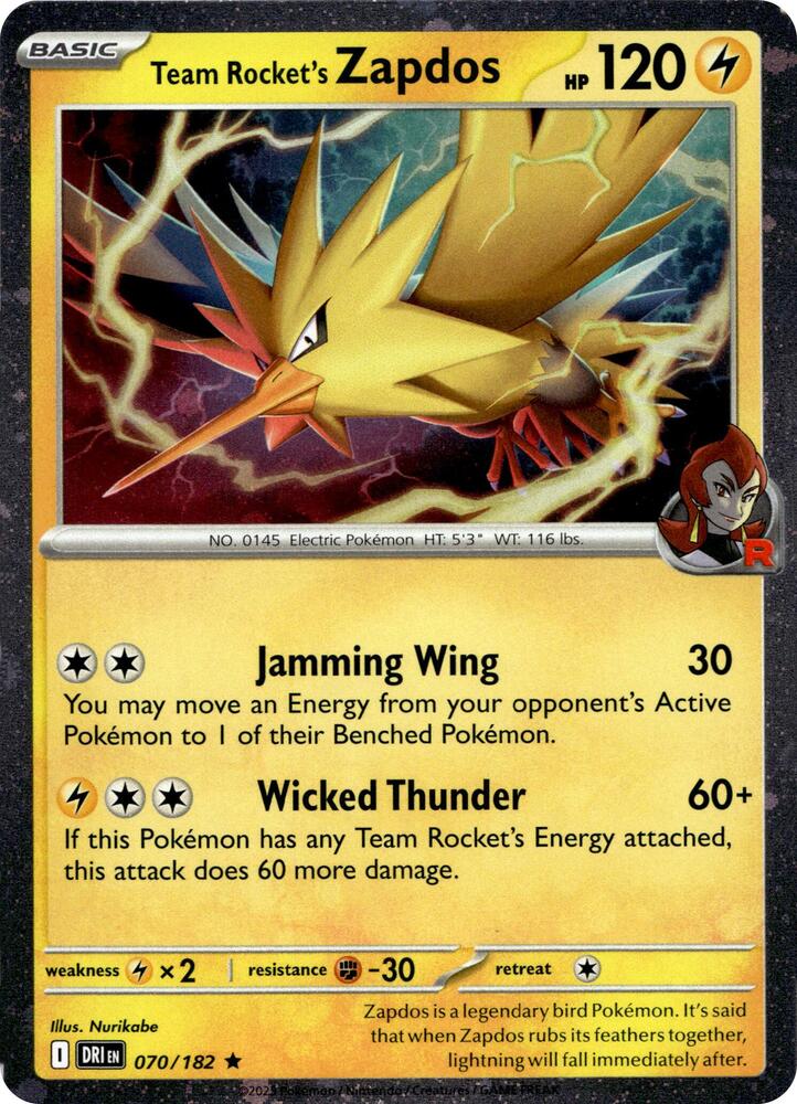 Team Rocket's Zapdos - 070/182 (Cosmos Holo) (070/182) (MCAP)
