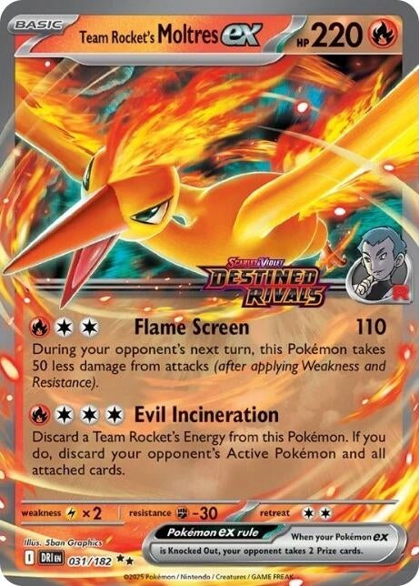 Image for Team Rocket's Moltres ex - 31/182 (Destined Rivals Stamp) (031/182) (MCAP) - Pokemon