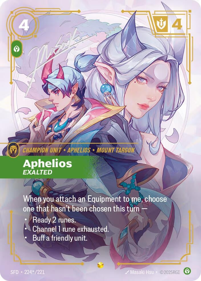 Image for Aphelios - Exalted (Signature) (224*/221) (SPF) - Riftbound: League of Legends Trading Card Game