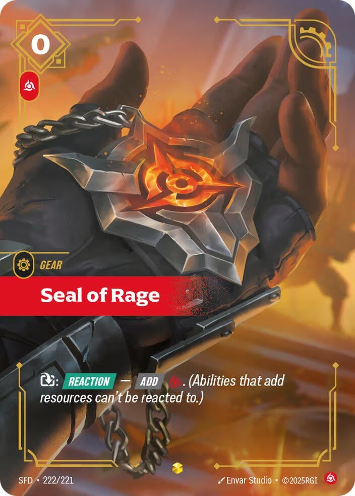 Image for Seal of Rage (Overnumbered) (222/221) (SPF) - Riftbound: League of Legends Trading Card Game