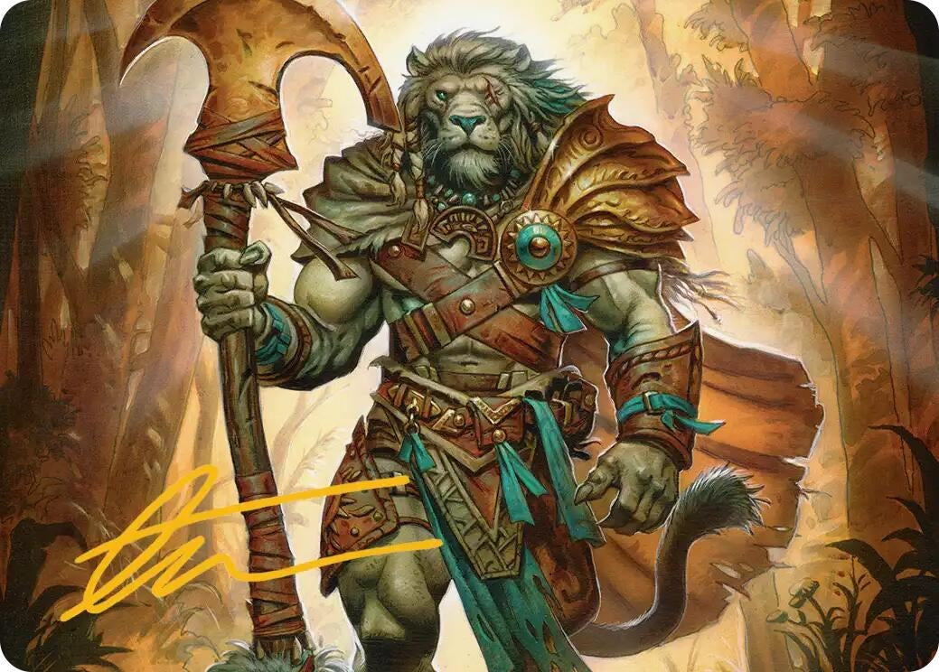 Image for Ajani, Outland Chaperone Art Card (Gold-Stamped Signature) (28) (ASECL) - Magic: The Gathering
