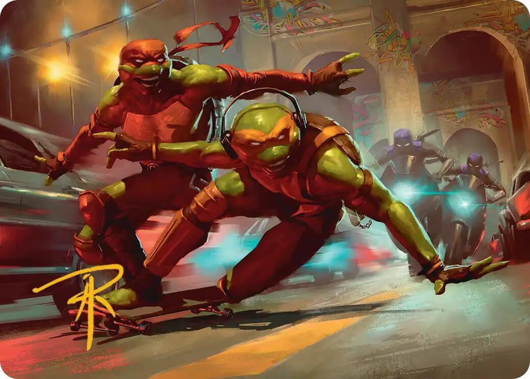 Image for Raph & Mikey, Troublemakers Art Card (Gold-Stamped Signature) (17) (ASTMT) - Magic: The Gathering