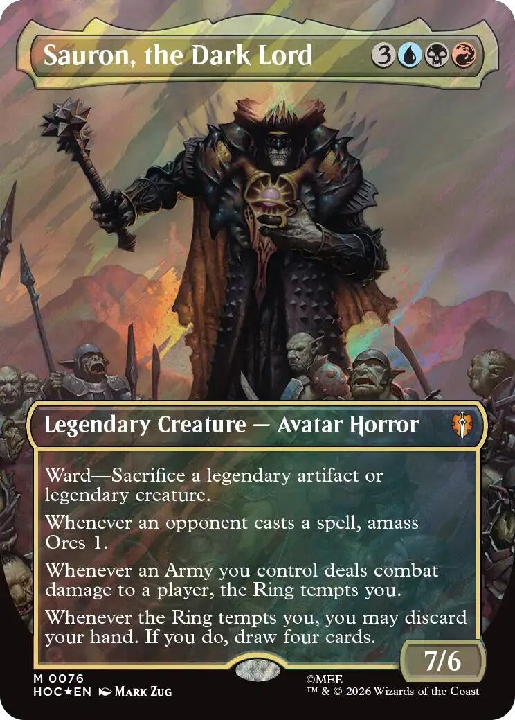 Image for Sauron, the Dark Lord (Borderless) (Surge Foil) (76) (HOC) - Magic: The Gathering