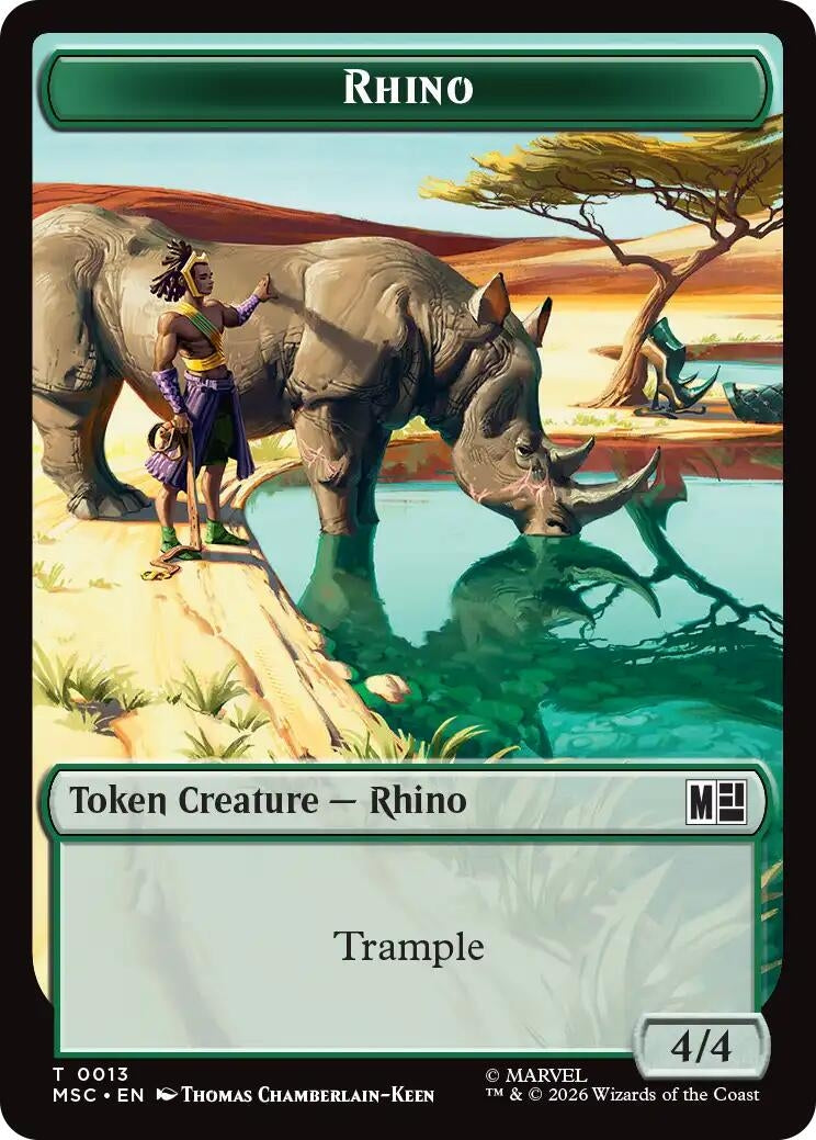 Image for Rhino (0013) // Beast (0011) Double-Sided Token (13 // 11) (MSC) - Magic: The Gathering