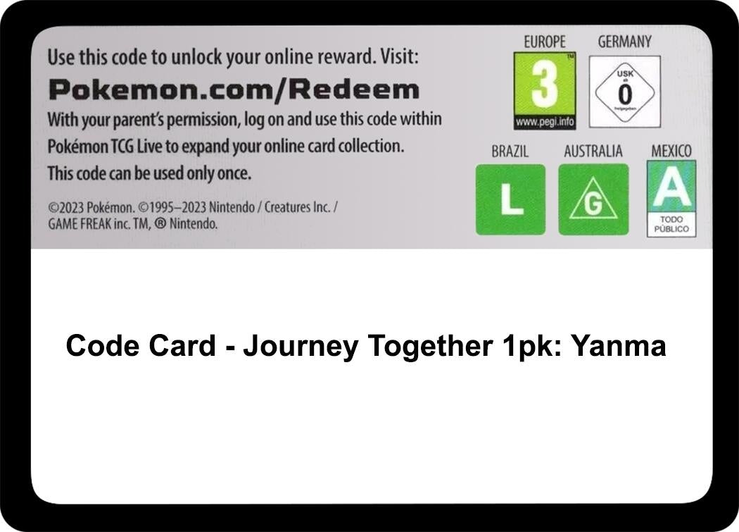 Image for Code Card - Journey Together 1pk: Yanma (JTG) - Pokemon