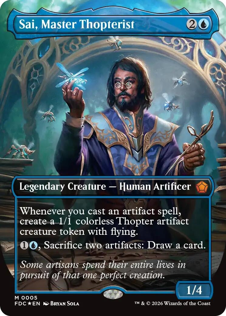 Image for Sai, Master Thopterist (Borderless) (5) (FDC) - Magic: The Gathering