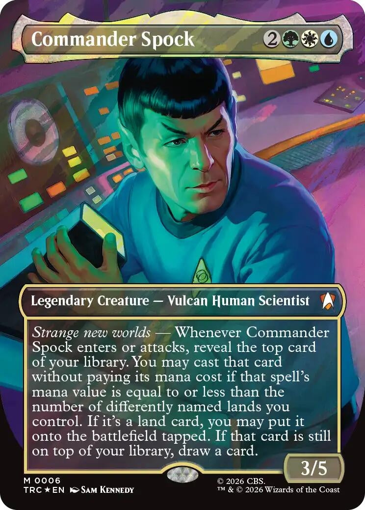Image for Commander Spock (Borderless) (Surge Foil) (6) (TRC) - Magic: The Gathering