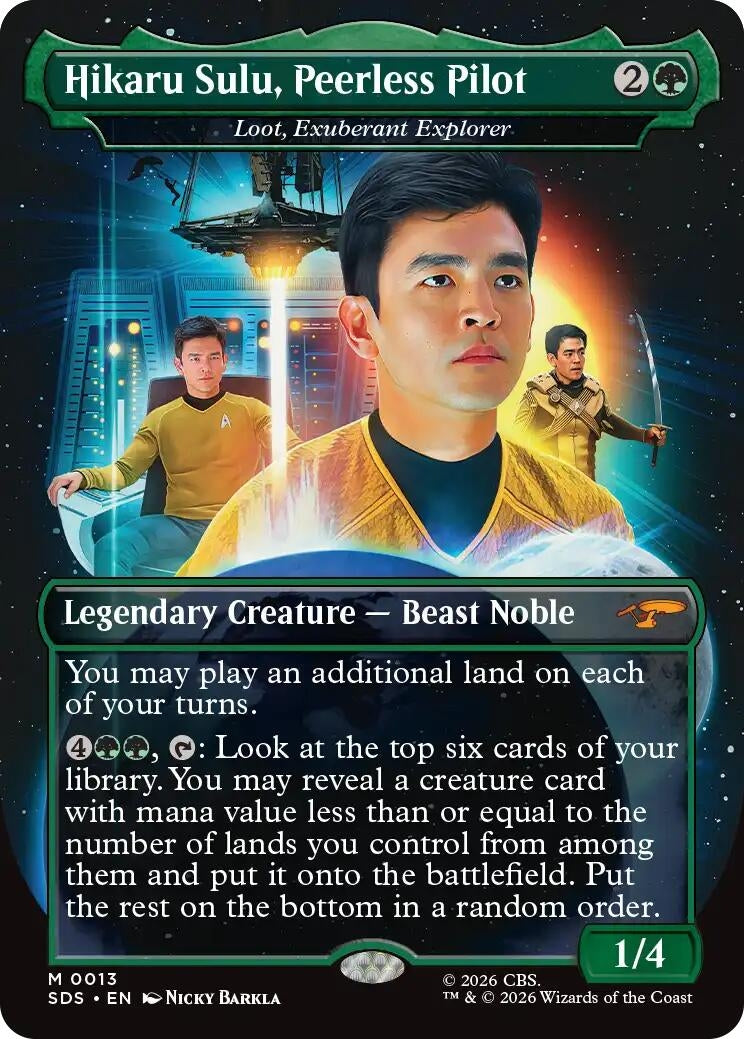 Image for Hikaru Sulu, Peerless Pilot - Loot, Exuberant Explorer (Borderless) (13) (SDS) - Magic: The Gathering
