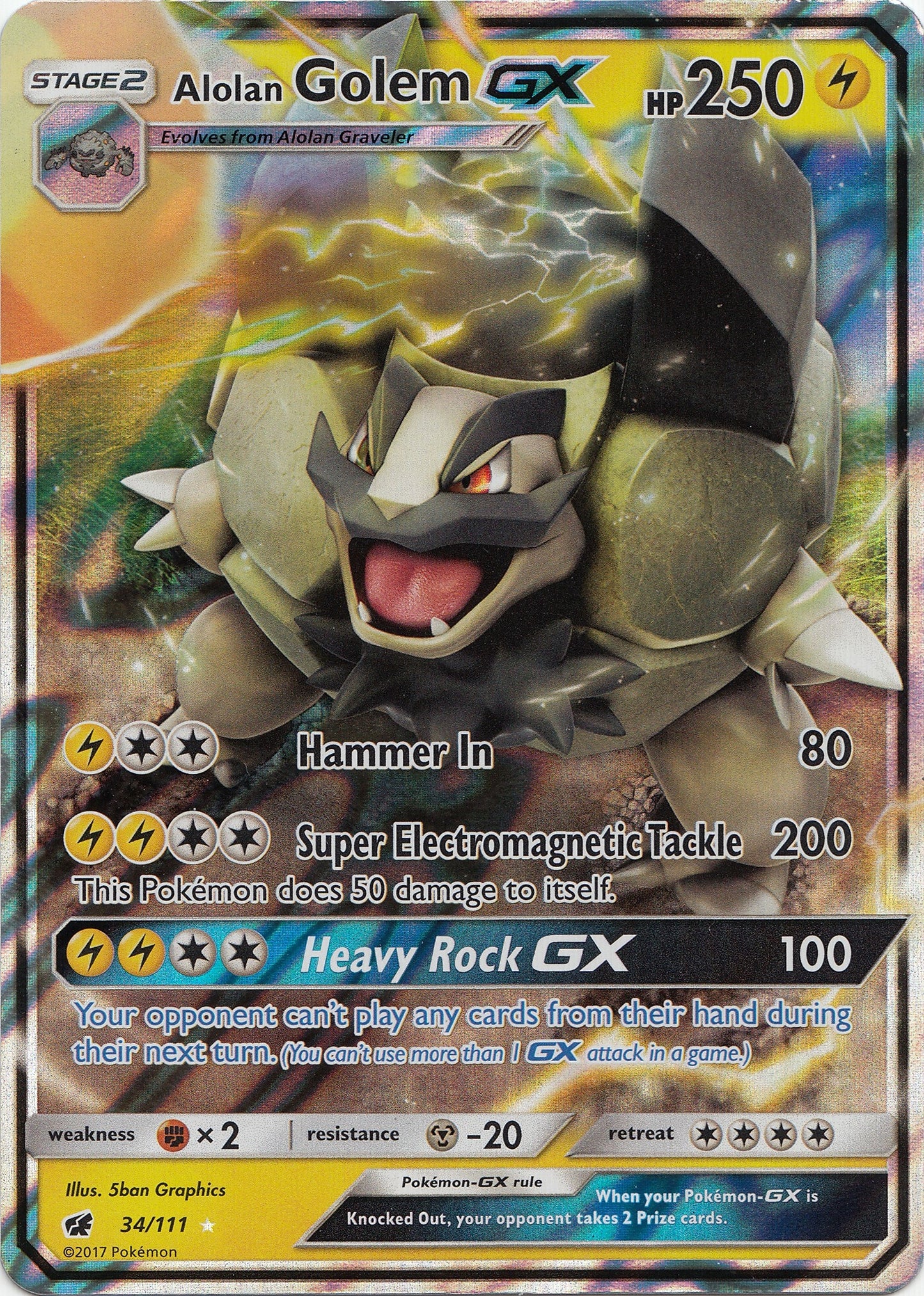 Image for Alolan Golem GX (34/111) (SM04) - Pokemon