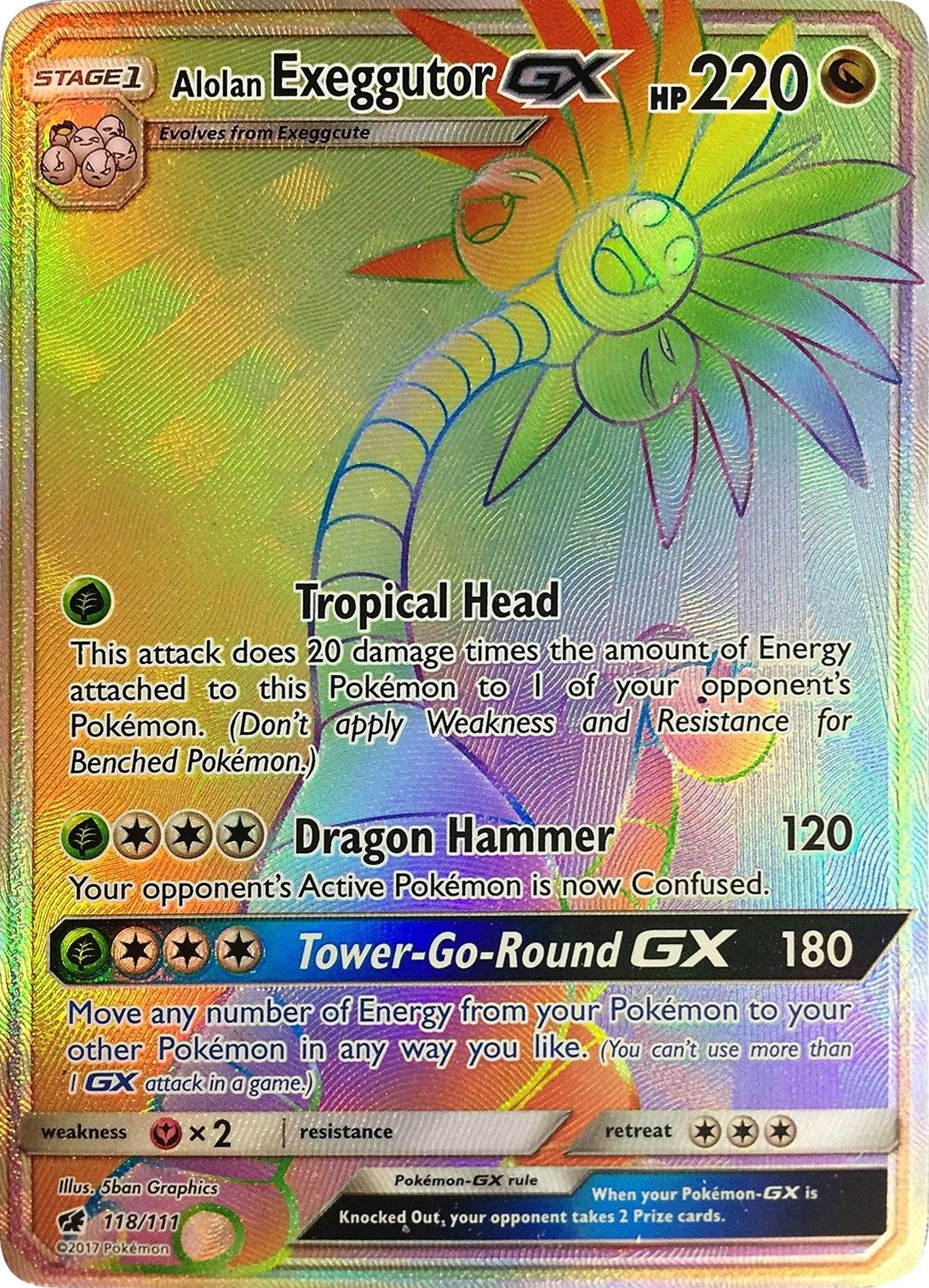 Image for Alolan Exeggutor GX (Secret) (118/111) (SM04) - Pokemon