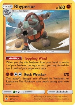 Image for Rhyperior - 67/147 (SM Burning Shadows) (067/147) (PR) - Pokemon