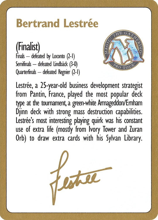 Image for 1996 Bertrand Lestree Biography Card (WCD) - Magic: The Gathering