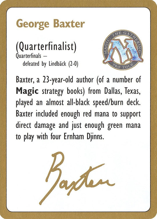 Image for 1996 George Baxter Biography Card (WCD) - Magic: The Gathering