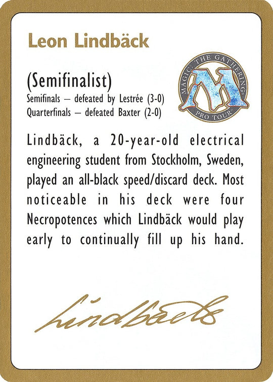 Image for 1996 Leon Lindback Biography Card (WCD) - Magic: The Gathering