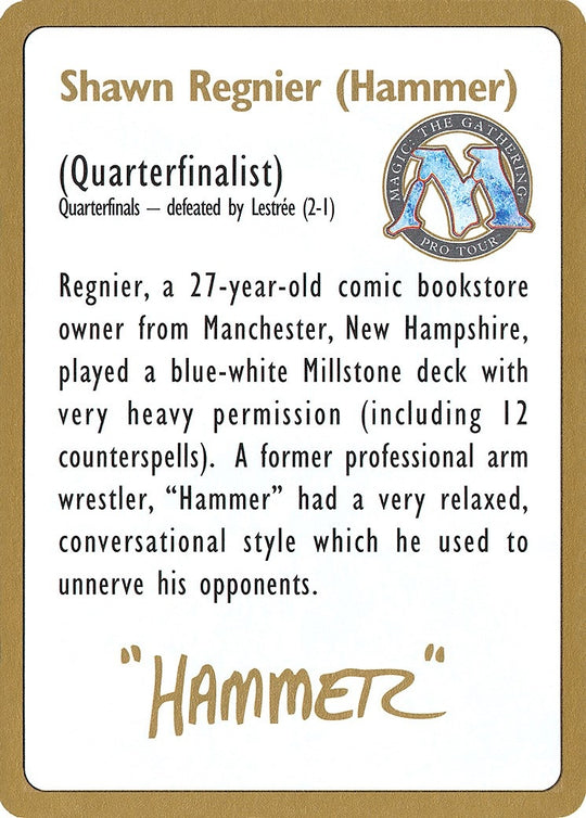 Image for 1996 Shawn "Hammer" Regnier Biography Card (WCD) - Magic: The Gathering