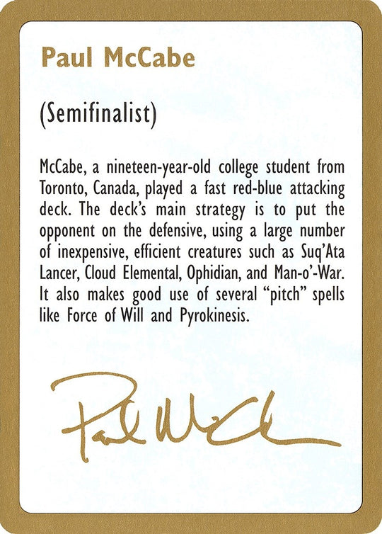 Image for 1997 Paul McCabe Biography Card (WCD) - Magic: The Gathering