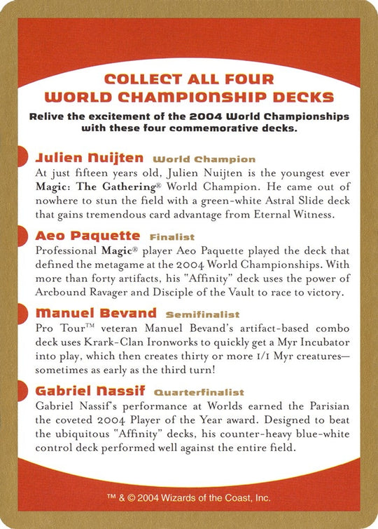 Image for 2004 World Championship Advertisement Card (WCD) - Magic: The Gathering