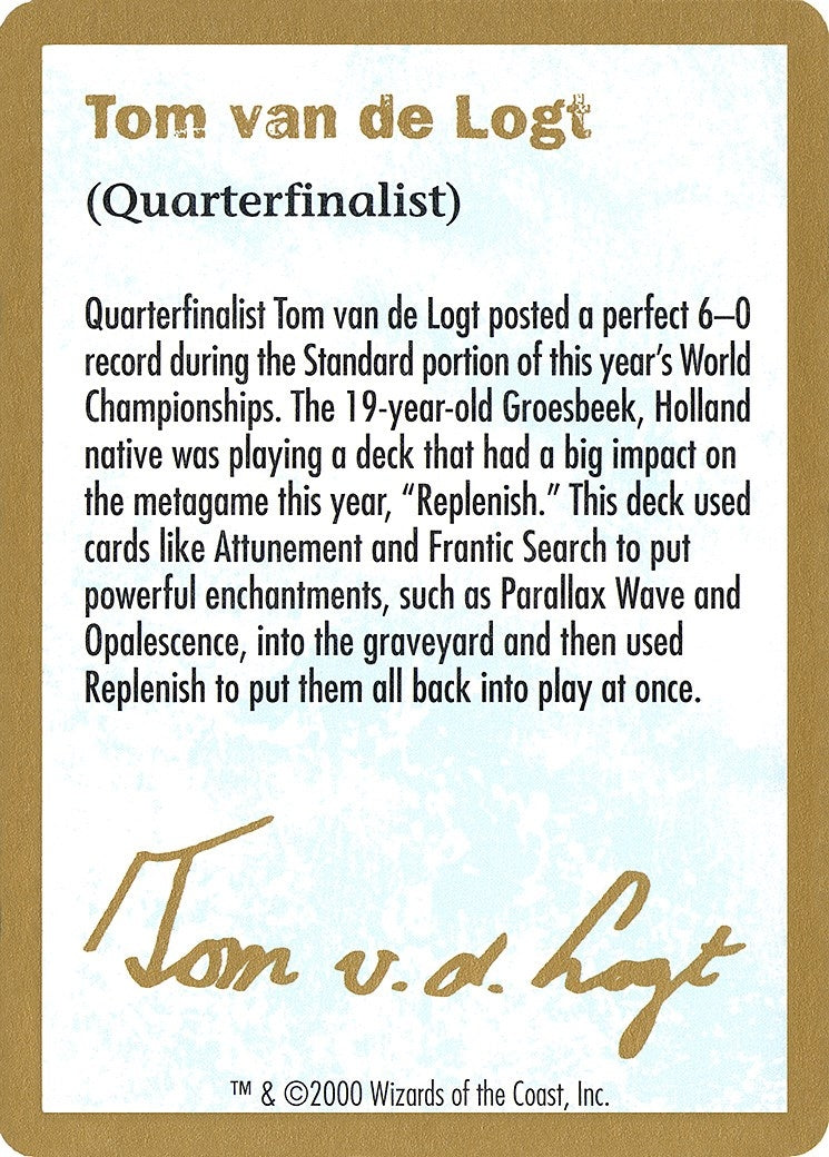 Image for 2000 Tom van de Logt Biography Card (WCD) - Magic: The Gathering
