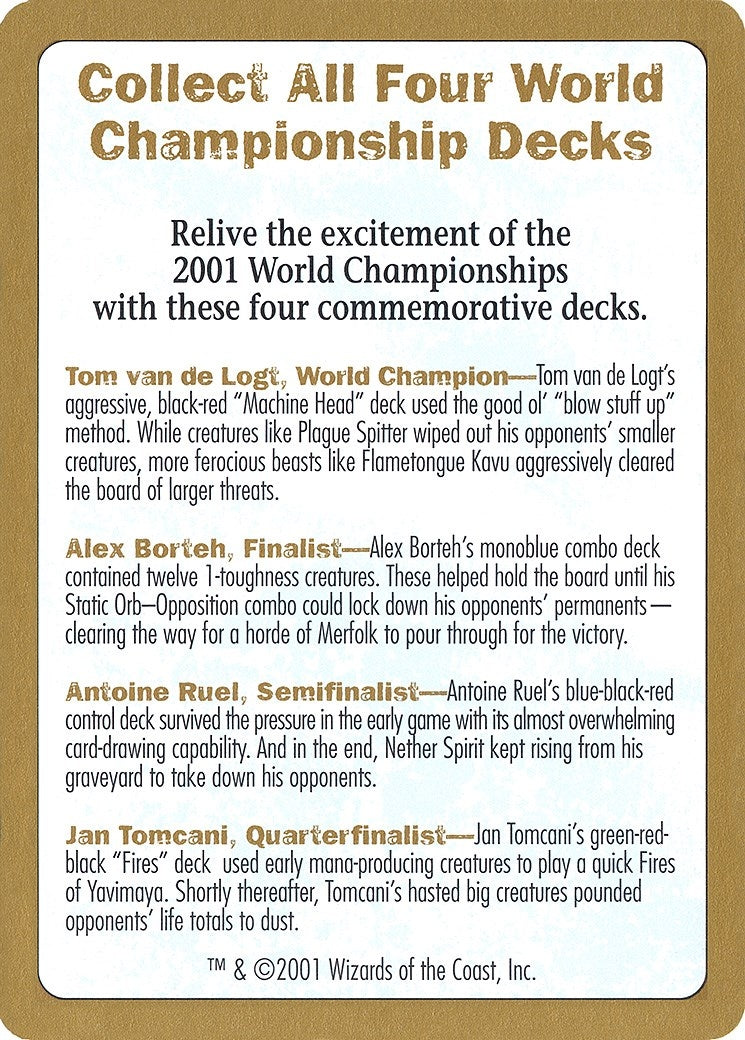 Image for 2001 World Championship Advertisement Card (WCD) - Magic: The Gathering