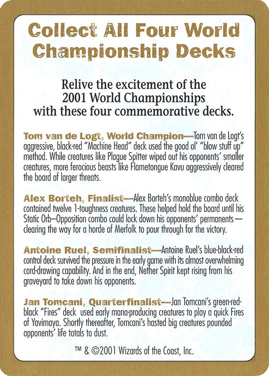 Image for 2001 World Championship Advertisement Card (WCD) - Magic: The Gathering