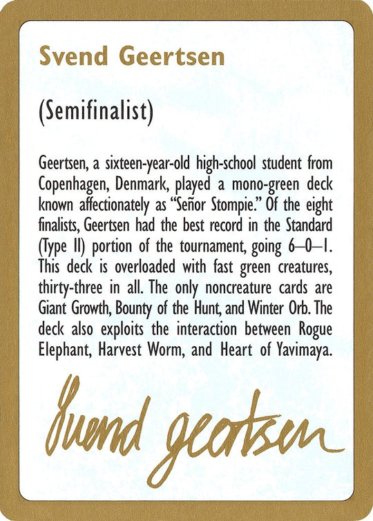 Image for 1997 Svend Geertsen Biography Card (WCD) - Magic: The Gathering