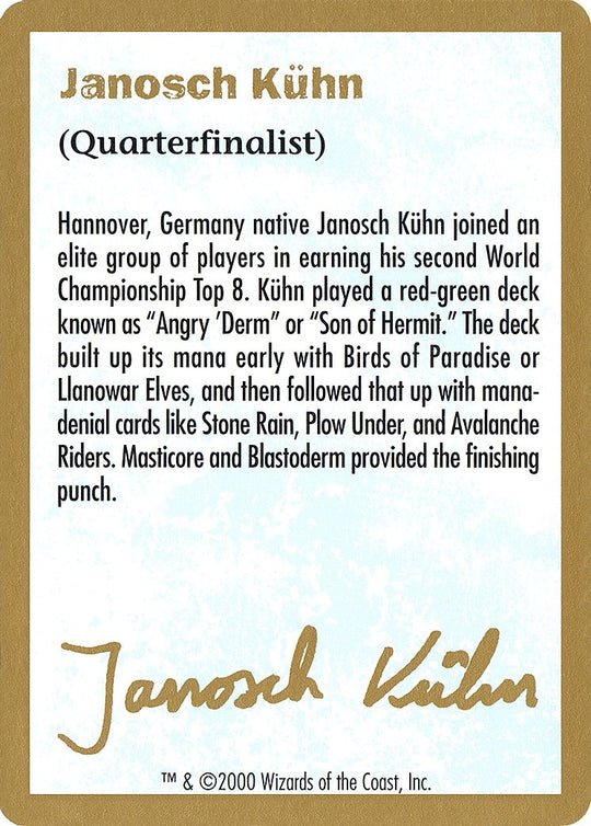 Image for 2000 Janosch Kuhn Biography Card (WCD) - Magic: The Gathering