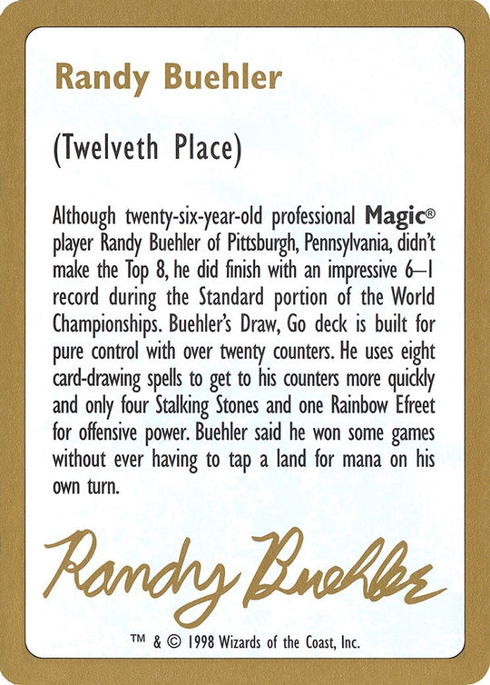 Image for 1998 Randy Buehler Biography Card (WCD) - Magic: The Gathering