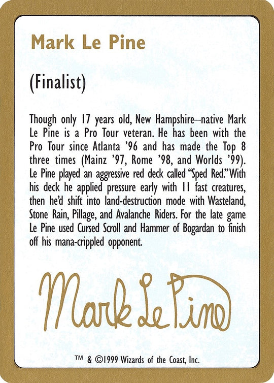 Image for 1999 Mark Le Pine Biography Card (WCD) - Magic: The Gathering