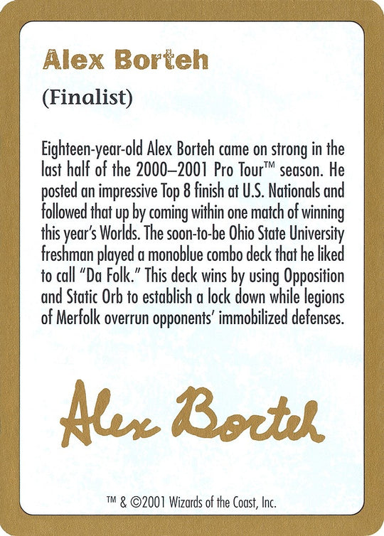 Image for 2001 Alex Borteh Biography Card (WCD) - Magic: The Gathering