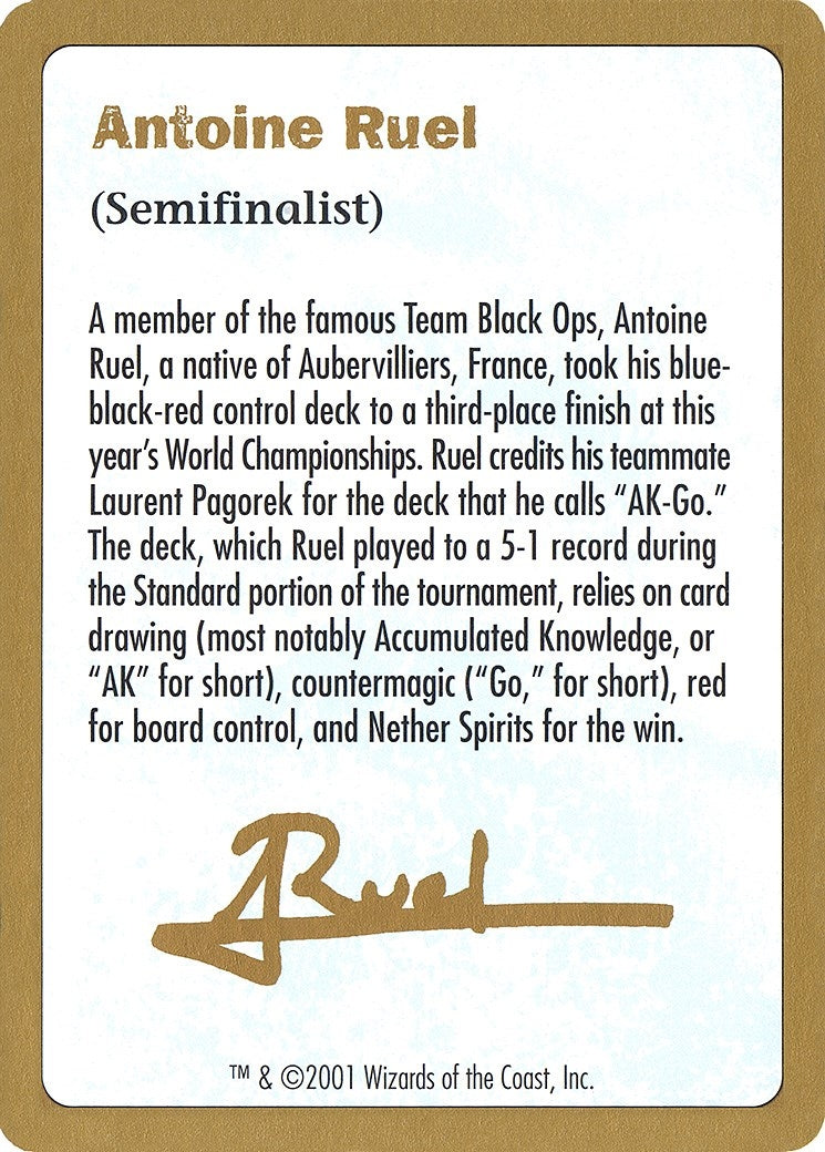 Image for 2001 Antoine Ruel Biography Card (WCD) - Magic: The Gathering