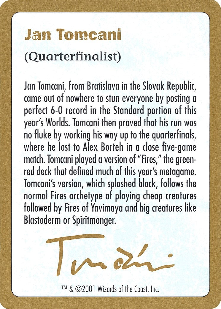 Image for 2001 Jan Tomcani Biography Card (WCD) - Magic: The Gathering