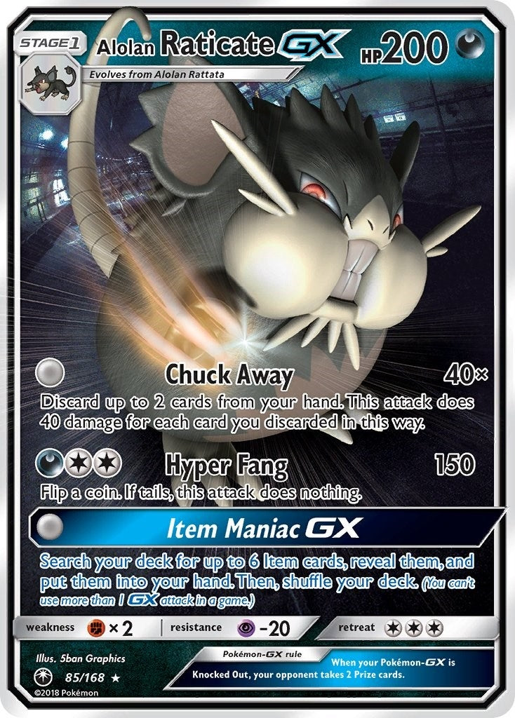 Image for Alolan Raticate GX (85/168) (CES) - Pokemon