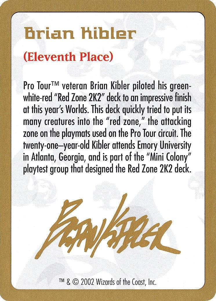 Image for 2002 Brian Kibler Biography Card (WCD) - Magic: The Gathering