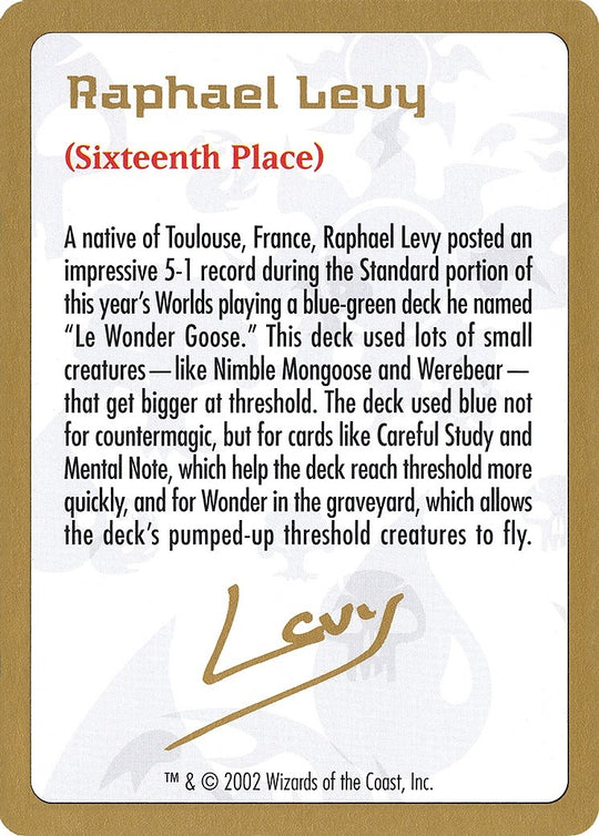 Image for 2002 Raphael Levy Biography Card (WCD) - Magic: The Gathering