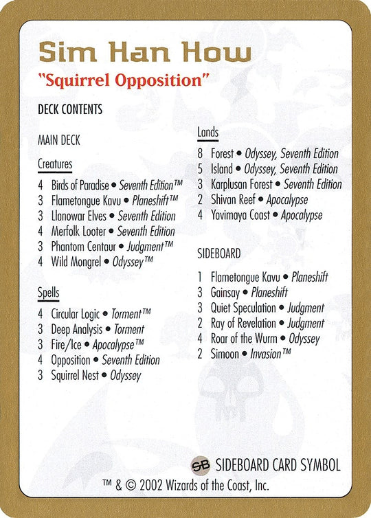 Image for 2002 Sim Han How Decklist Card (WCD) - Magic: The Gathering