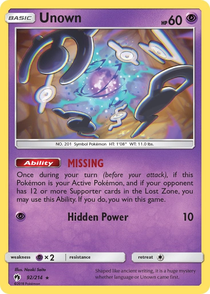 Image for Unown (92) (92/214) (SM8) - Pokemon