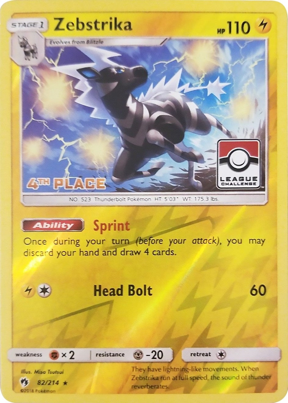Image for Zebstrika - 82/214 (League Challenge) [4th Place] (082/214) (PR) - Pokemon
