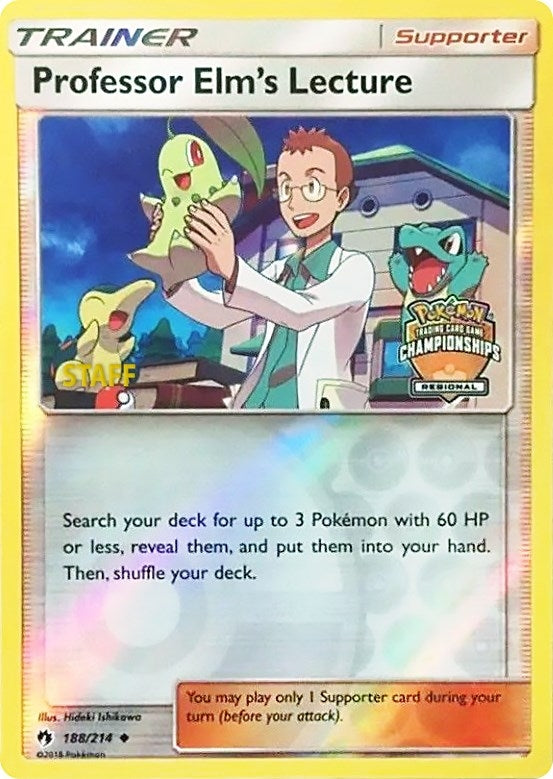 Image for Professor Elm's Lecture - 188/214 (Regional Championships) [Staff] (188/214) (PR) - Pokemon