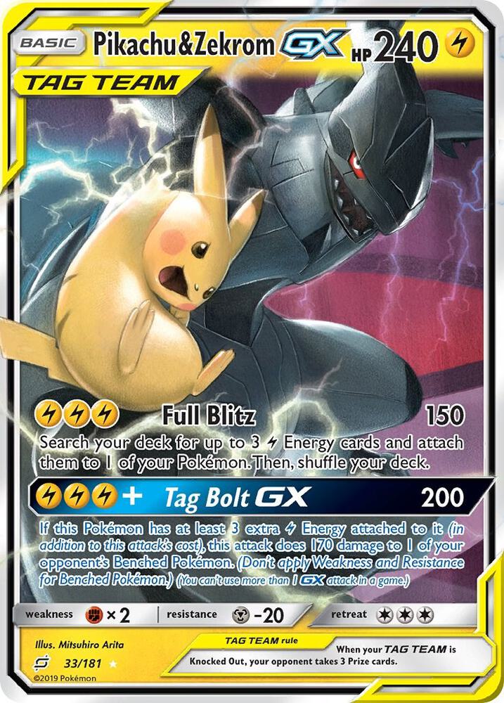 Image for Pikachu & Zekrom GX (33/181) (SM9) - Pokemon