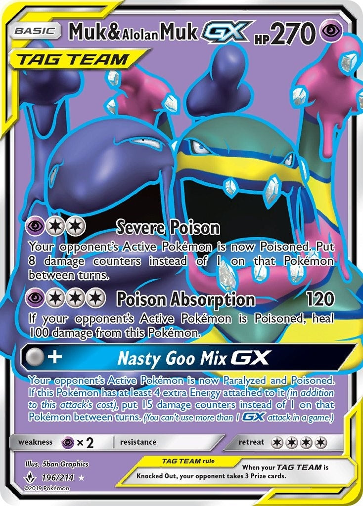 Image for Muk & Alolan Muk GX (196) (Full Art) (196/214) (SM10) - Pokemon