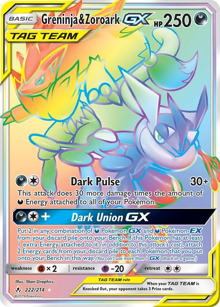 Image for Greninja & Zoroark GX (Secret) (222/214) (SM10) - Pokemon