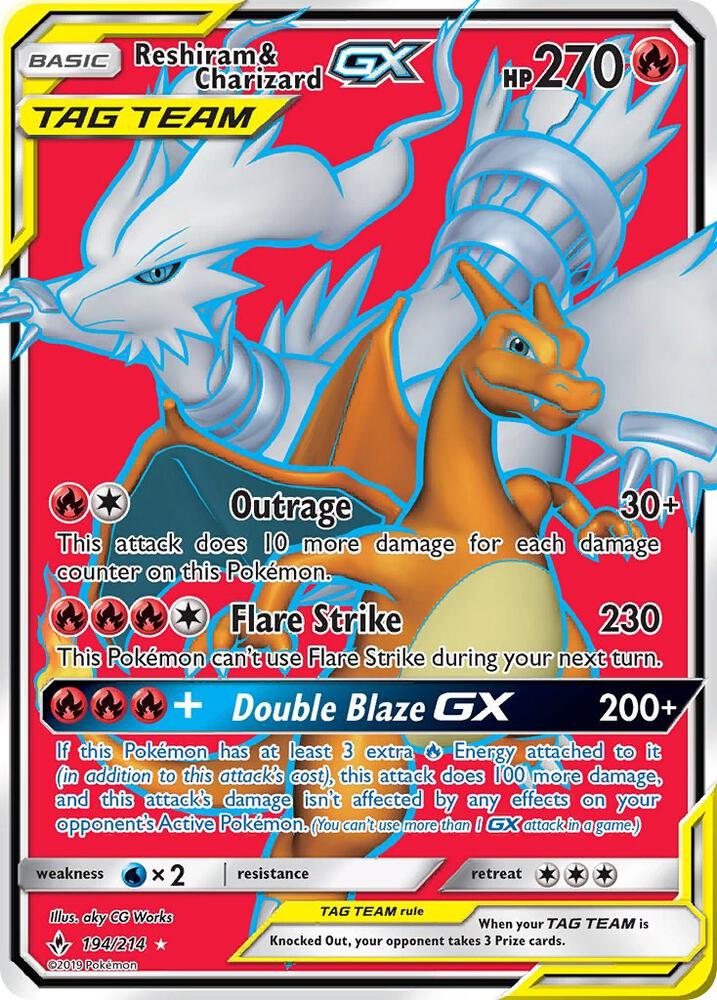 Image for Reshiram & Charizard GX (Full Art) (194/214) (SM10) - Pokemon