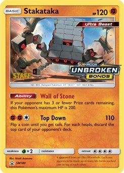 Image for Stakataka - SM180 (Prerelease) [Staff] (SM180) (SMP) - Pokemon